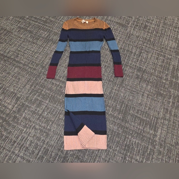 Anthropologie Dolan Lorna Midi Colorful Striped Long Sleeve Sweater Dress - Picture 5 of 8